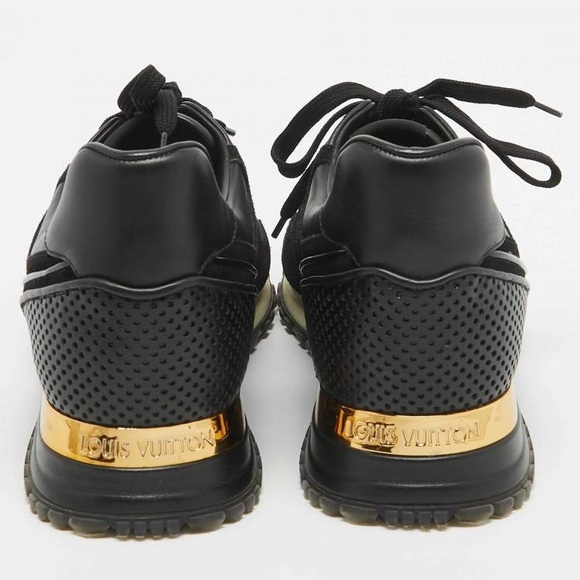 Louis Vuitton Black Perforated Leather and Suede Run Away Sneakers - Picture 4 of 8